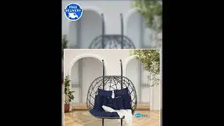 Double Egg Chair with Stand Hanging Indoor Outdoor Wicker Rattan Patio Basket Egg Swing Chair Ham...