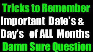 Trick to learn important Day's & Date's of all Months | Static G.K Tricks