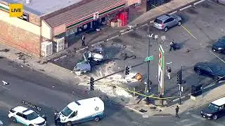 Car splits in half in Chicago crash