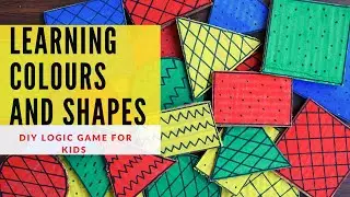 DIY cardboard toddler activity (Learning shapes and colors fun game for kindergarten)