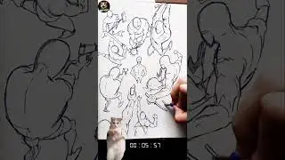 Action in Motion &mdash; Sketching Every Battle Pose ⚔️🖤| Mee-Yow #shorts