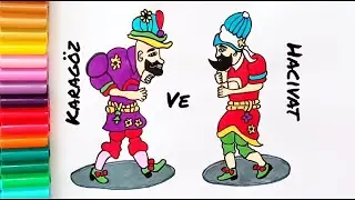 Karagöz Ve Hacivat Çizimi Kolay - Ramazan Resmi Çizimi - Karagöz Hacivat Oyunu - Gölge Oyunu