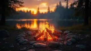 Ambient Lakeside Fire ASMR Deep Sleep Sounds Crackling Fire Nature Ambience Relaxation