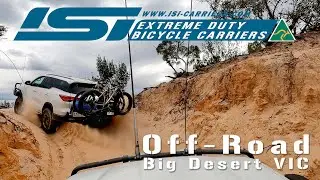 Big Desert off-roading with the iSi Extreme Duty off-road bicycle carrier.