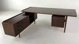 Arne Vodder for Sibast Mid Century Rosewood Corner L Shaped Executive Desk