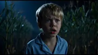 Jurassic attack  - raptor attacks boy in cornfield. 