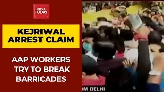 AAP Workers Stage Protest Outside Kejriwal's Residence As Party Claims CM Put Under House Arrest