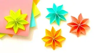 Paper Star Flower Tutorial, Sticky Note Origami Easy Star Flower, Decoration Craft Post-it Paper DIY
