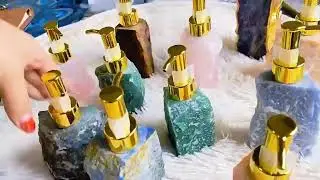 Natural stone bottle，Bath liquid dispensing bottle#stone #jewellery #accessories #handmade