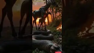 The Jungle in Danger! Giraffes Face Fire and a Giant Snake. #shortvideo #shortsvideo #dance