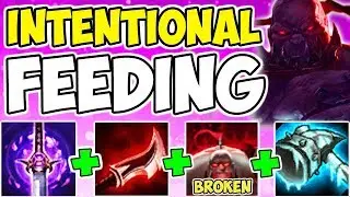 *NEW STRATEGY* NEW INTENTIONAL FEEDING SION (17+ DEATHS) FULL LETHALITY BUILD League Of Legends S9