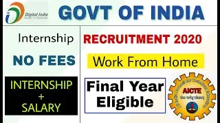 AICTE Recruitment 2020 I Internship 2020 I Govt Of India Internship I Apply Online