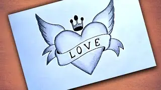 how to draw flying heart'||A flying love heart 💓