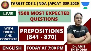 Prepositions | 1500 Most Expected Questions | Target CDS | AFCAT | CAPF | NDA | SSR 2020