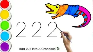 How to draw Crocodile from numbers 222| Turn 222 into a Crocodile | Easy drawing for kids 