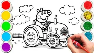 Peppa Pig driving a tractor Drawing, Painting & Coloring For Kids and Toddlers_ Child Art