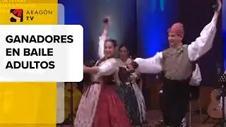 Alejandra Ezpeleta y Hugo Vijuesca, ganadores en Baile Adultos del Certamen de Jota de Huesca