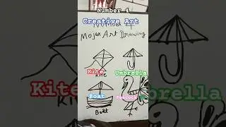 Number 4 creative art Kite🪁, umbrella🌂,  boat 🚢,  peacock 🦚  #shortsvideo #art #creativeart #art