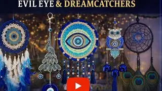 ✨Evil Eye & Dreamcatcher Wall D&eacute;cor | Handmade Blue Theme Collection🎉✨#viral #macrame #crochet #diy 