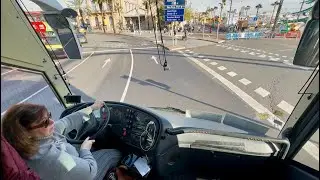 Lady bus driver pov in city traffic || POV Spain || bus driving pov || Barcelona City 