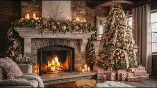 Pink Rustic Christmas Fireplace 10 Hours 🎄