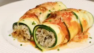 CANELONES DE CALABACÍN CON UN RELLENO IRRESISTIBLE DE POLLO Y CHAMPIÑONES