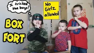 NO GIRLS ALLOWED BOX FORT | Bria tricks boys and gets in!!!