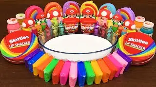 SKITTLES SLIME !! Mixing Random Things into GLOSSY Slime! Relaxing Satisfying Slime Video #420