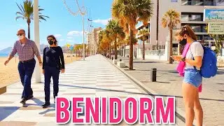 Benidorm Levante Beach Promenade March 2021 Costa Blanca Walking Tour 4K