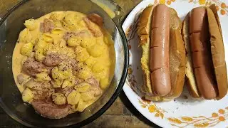 Making Hotdogs and Mac And Cheese For Dinner
