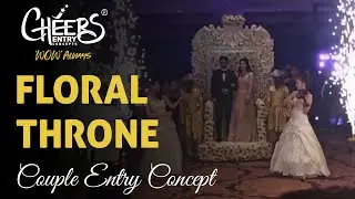 New White Floral Throne Couple Bride Groom Sangeet Wedding Reception Entry Concepts Themes Best