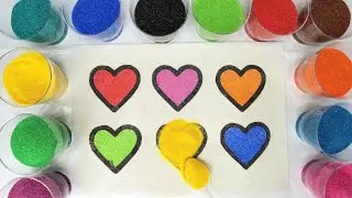 Sand Painting Rainbow color Heart collection for Kids, Toddlers, Sand Painting art #02