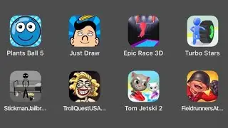 Plant Ball 5,Just Draw,Epic Race 3D,Turbo Stars,Stickman Jailbreak,Troll Quest USA,Tom Jetski 2
