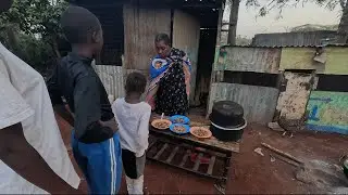 Cooking Black Beans and Rice in an African village 