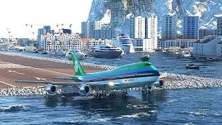 Extreme Short Runway Takeoff! Aer Lingus Boeing 747 at Gibraltar Airport
