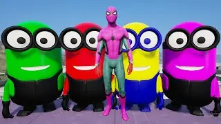 GTA 5 Physics Simulator &ndash; Red Spiderman vs Minions Gone Wild