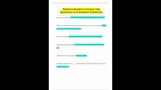 Alabama Boaters License Test Questions and Answers Graded A2089