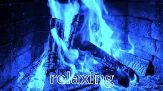 relaxing blue fireplace ~ cozy blue fireplace with crackling fire sounds 4k
