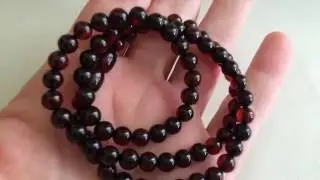 Round beads cherry Baltic amber necklace