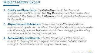 OKR Champions as Subject Matter Experts