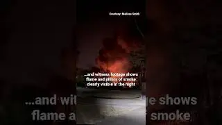 SCENE: Flame and smoke as train derailment causes large fire in Ohio