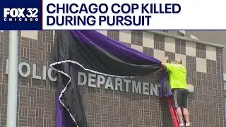 Chicago police hang bunting to honor fallen officer