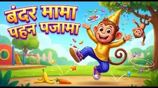बंदर मामा पहन पजामा 🎵🐵 | Bandar Mama Kids Rhyme | Hindi Nursery Rhyme | @MeowMeowKidsHindi