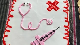 Doctor theme cake decoration idea|whipped cream se doctor cake design