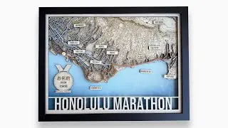 Honolulu Marathon Wooden Course Map &ndash; Handcrafted Marathon Wall Art