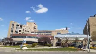 Walking into work at McLaren Hospital in Flint, Mi.