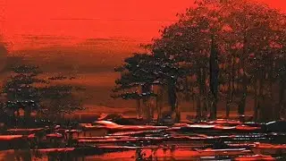 Abstract Painting Demo / Red & Black Landscape / For beginners /