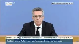 Absturz Germanwings A320: Statement von Thomas de Maizière am 25.03.2015