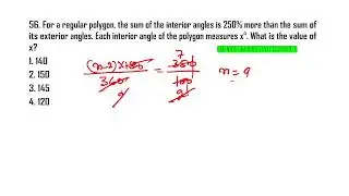 For a regular polygon, the sum of the interior angles is 250% more than the sum of its exterior