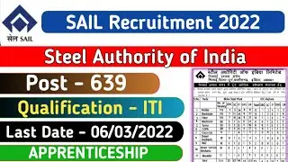 SAIL Recruitment 2022 | SAIL Apprentice Vacancy 2022 | SAIL ITI Apprentice 2022